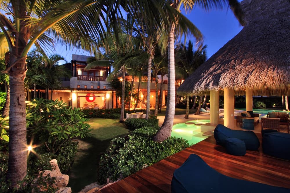 Caribbean villa living space prepared for a guest stay